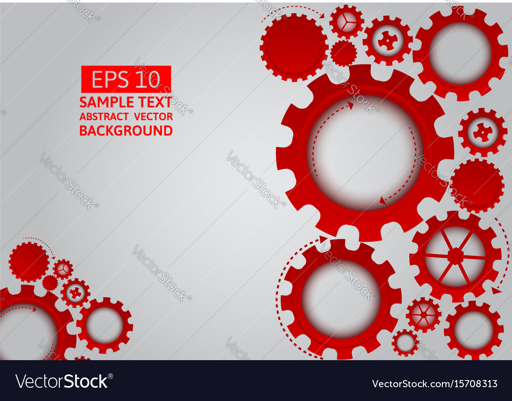 Red gear abstract on gray background with copy