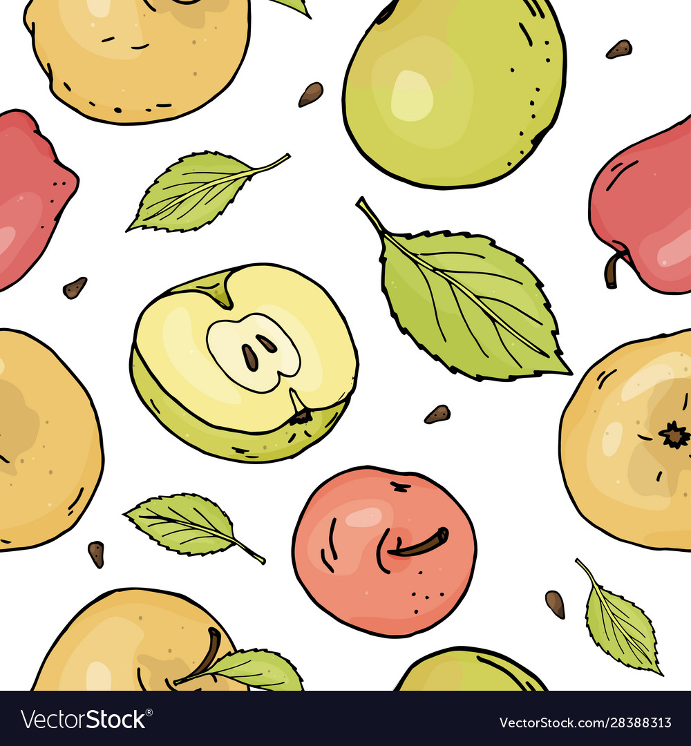 Seamless pattern with apples vector image Seamless pattern with apples