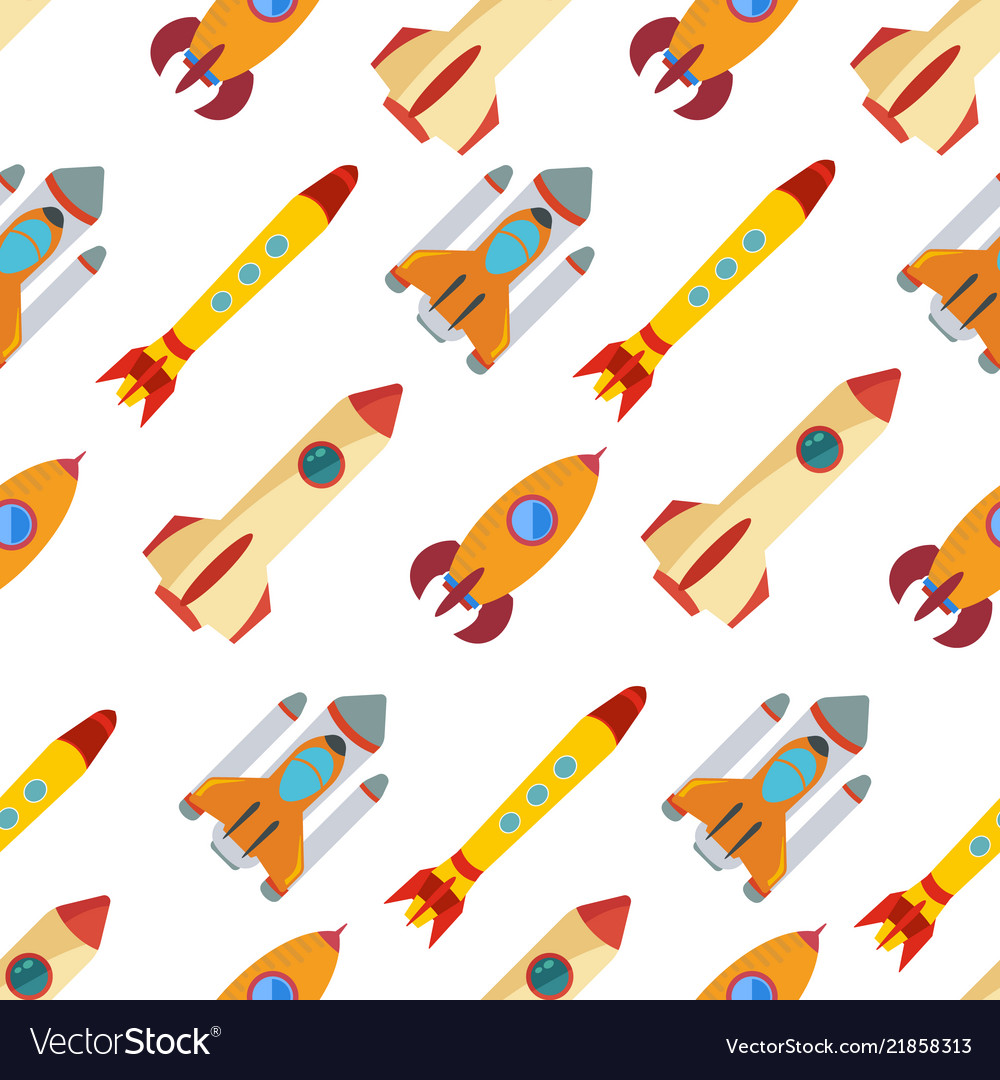 Seamless pattern with space rocket vector image Seamless pattern with space rocket
