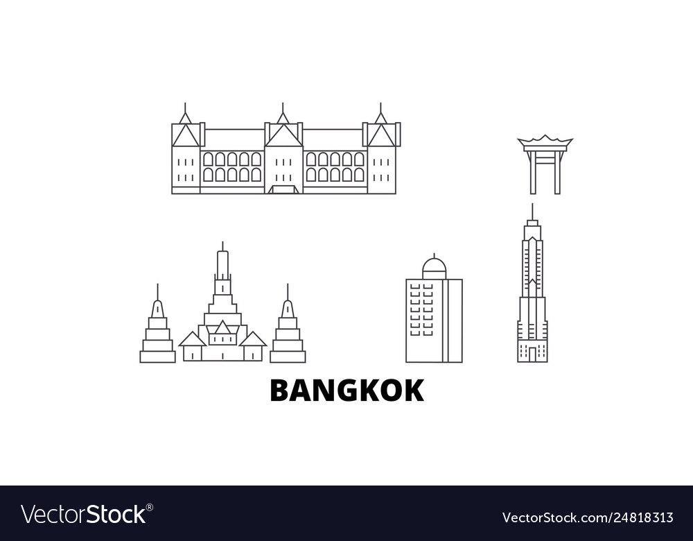 Thailand bangkok city line travel skyline set