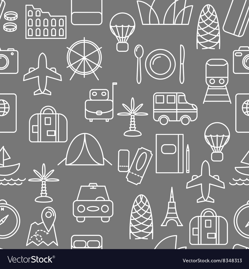 Thin line icons seamless pattern