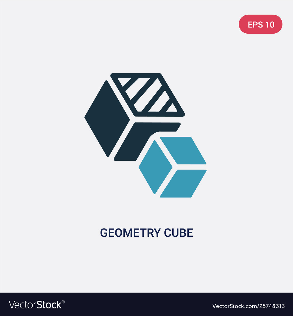 Two color geometry cube icon from shapes concept