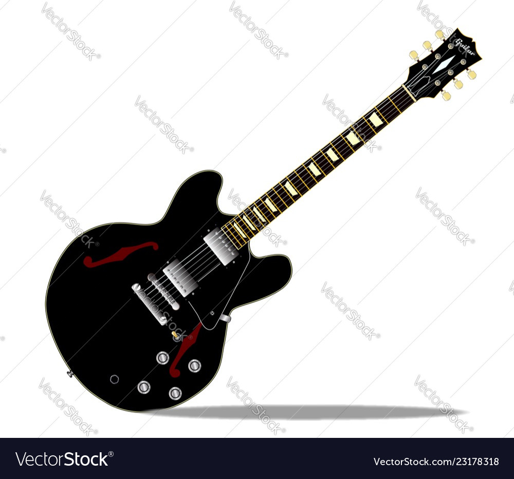 Black semi solid guitar Royalty Free Vector Image