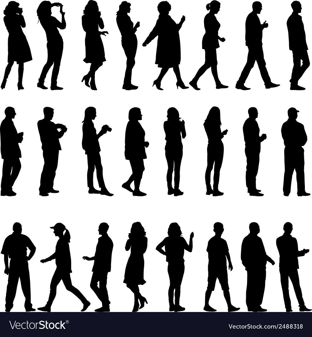 Black silhouettes of beautiful mans and womans Vector Image