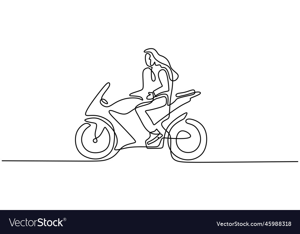 Continuous one single line of woman riding sport