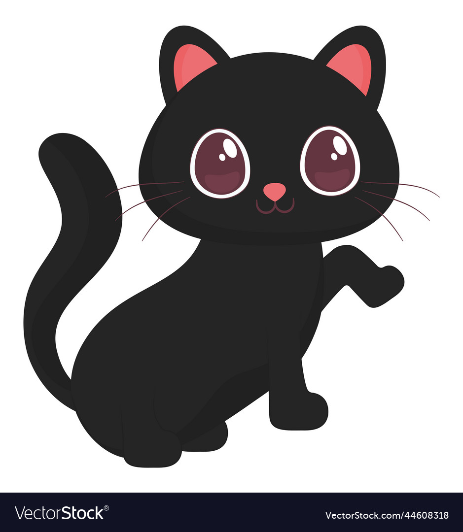 Cute black kitten Royalty Free Vector Image - VectorStock