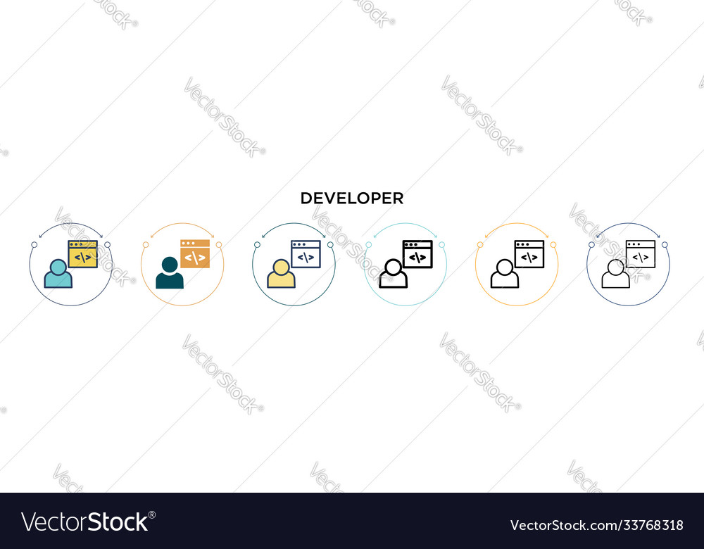 Developer icon in filled thin line outline