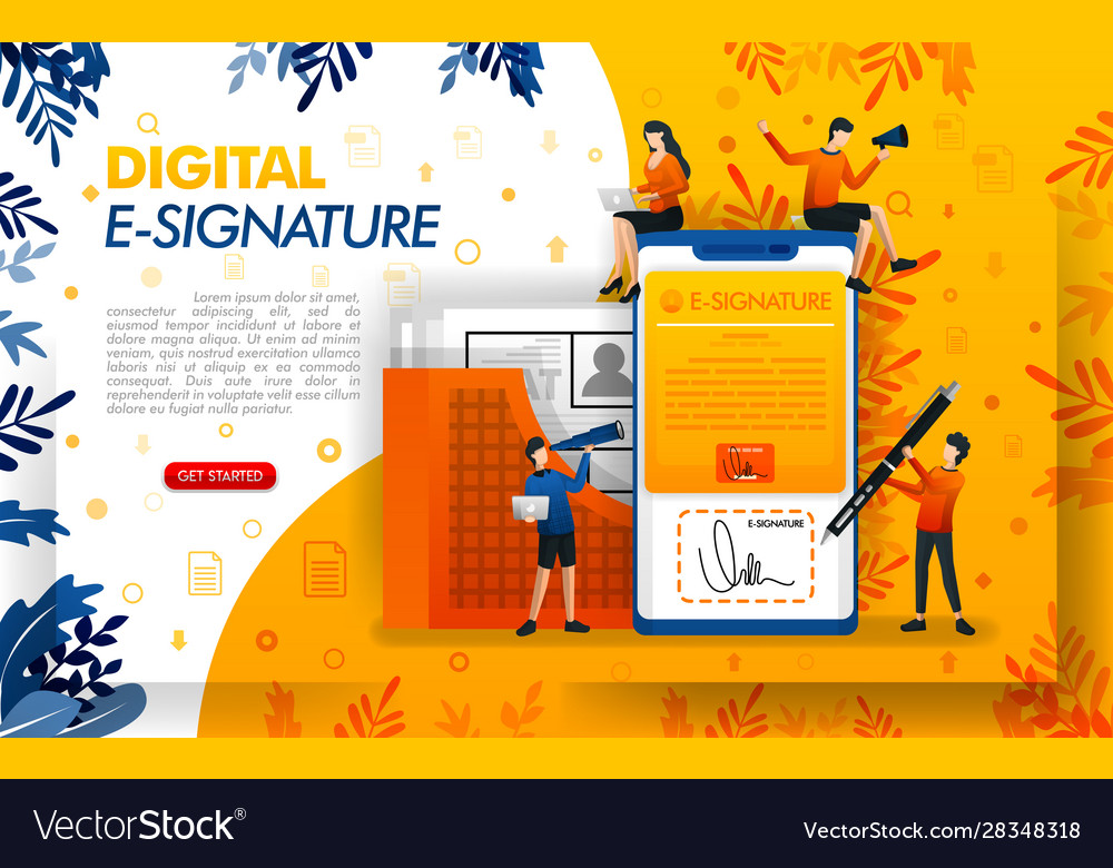 Digital signature for document security Vector Image Digital signature for document security