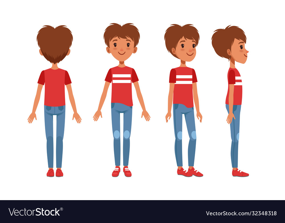 Full length portrait teenage boy character in Vector Image