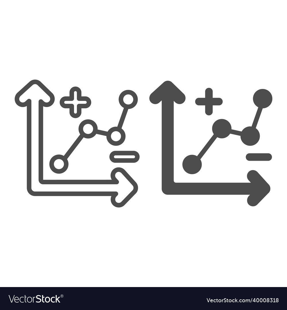 Growth graph with curve points plus and minus