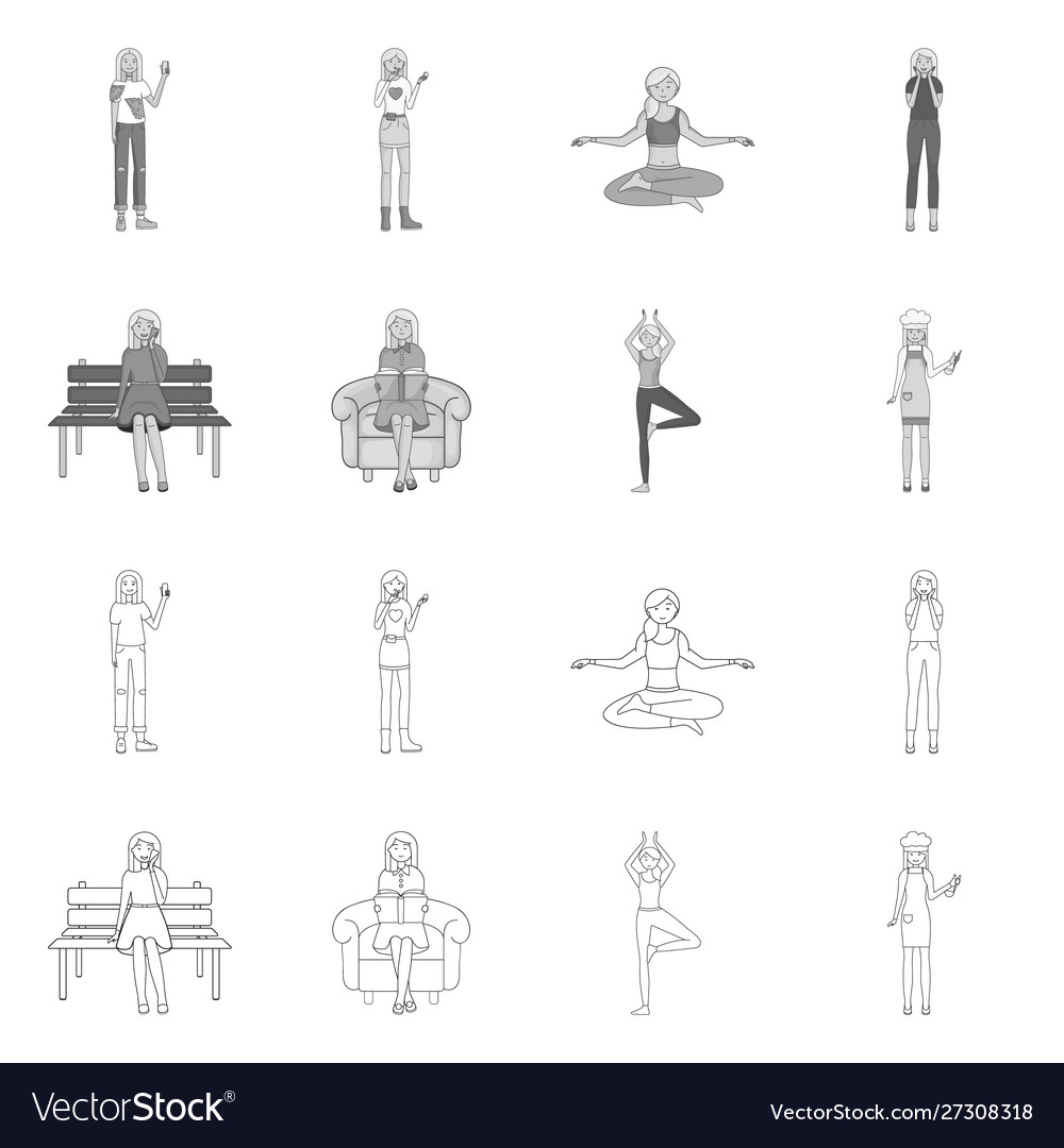 Isolated object posture and mood icon set