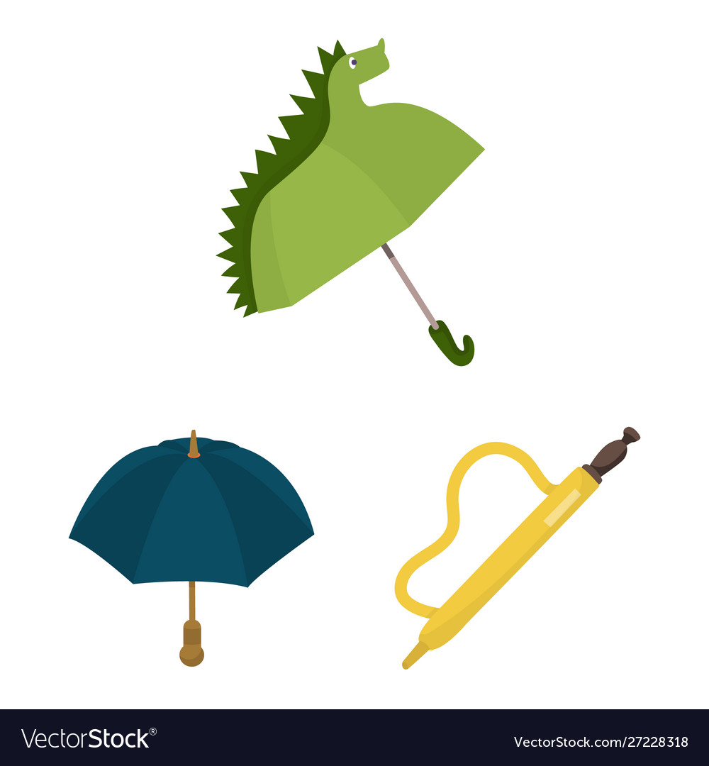 Isolated object umbrella and rain symbol set