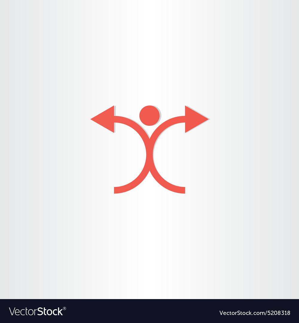 Man with arrow hands icon