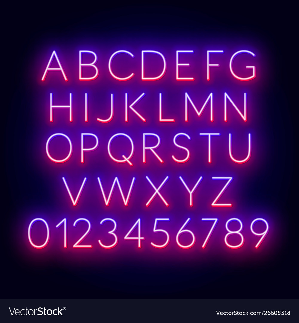 Neon Red Blue Gradient Font - Retro Style