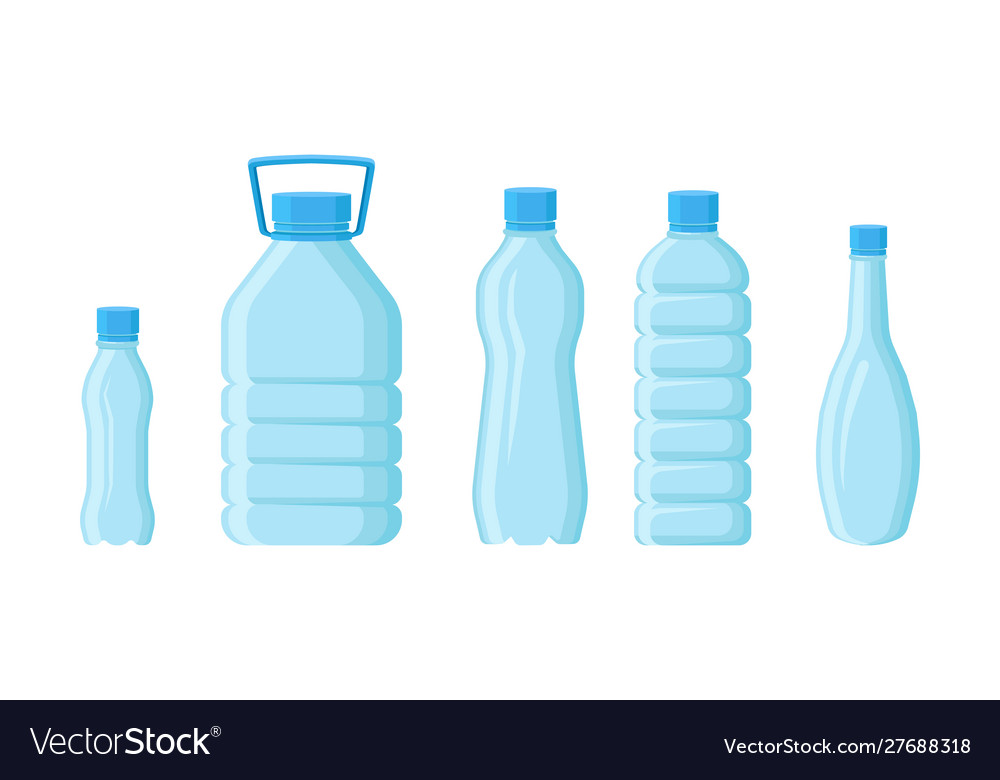 Plastic empty volume bottles isolated set