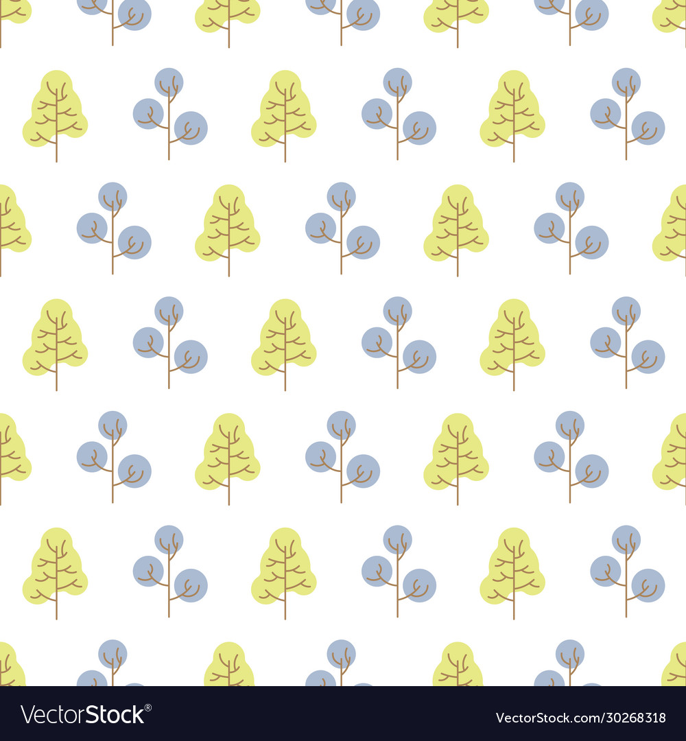 Seamless pattern with colored trees