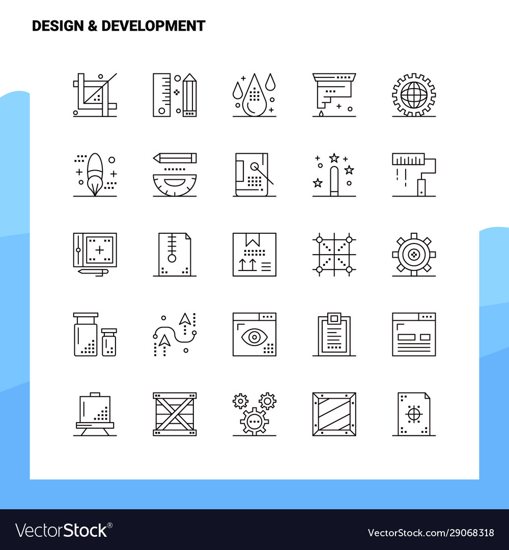 Set design development line icon 25 icons Vector Image Set design development line icon 25 icons