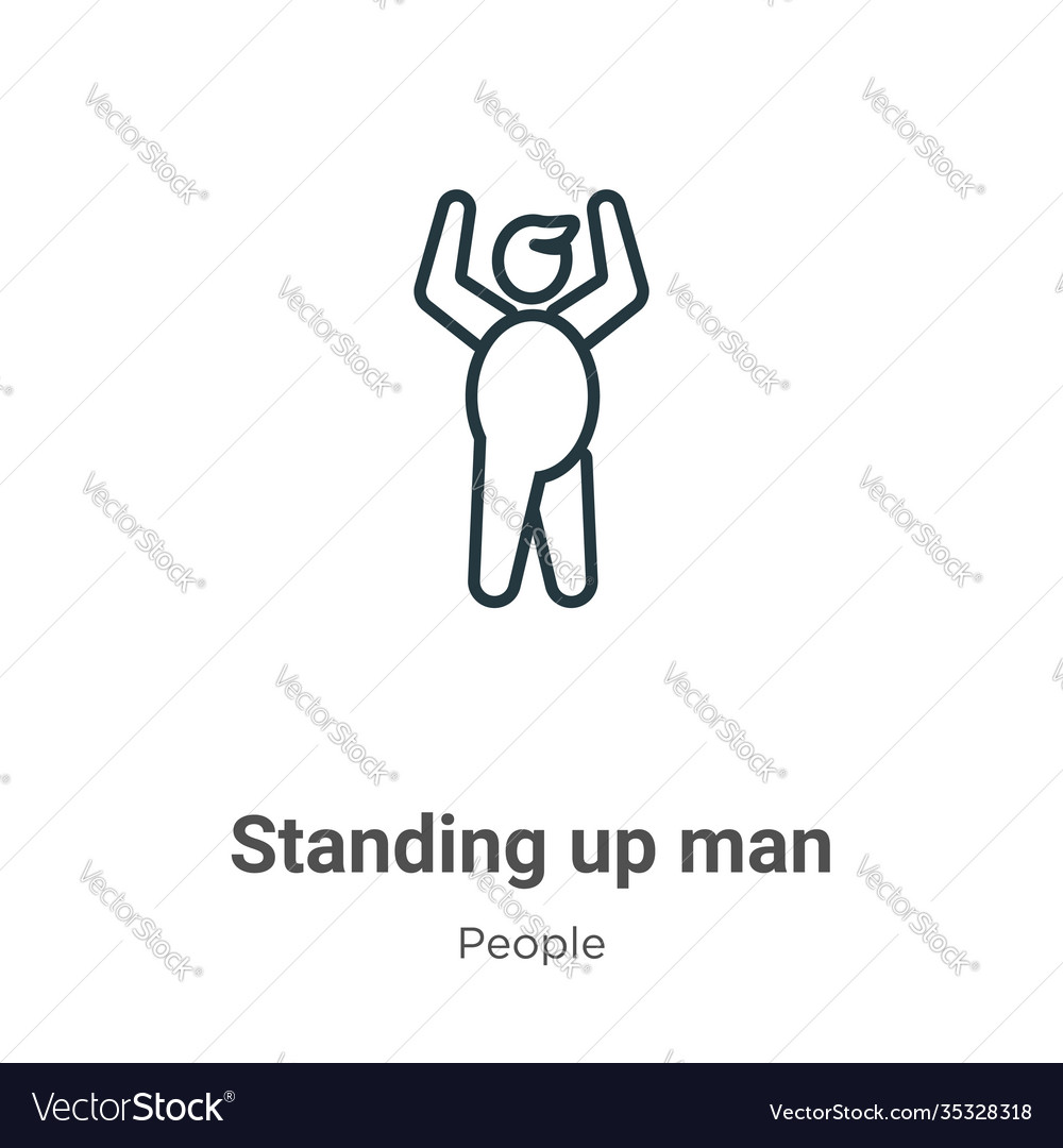 Standing up man outline icon thin line black