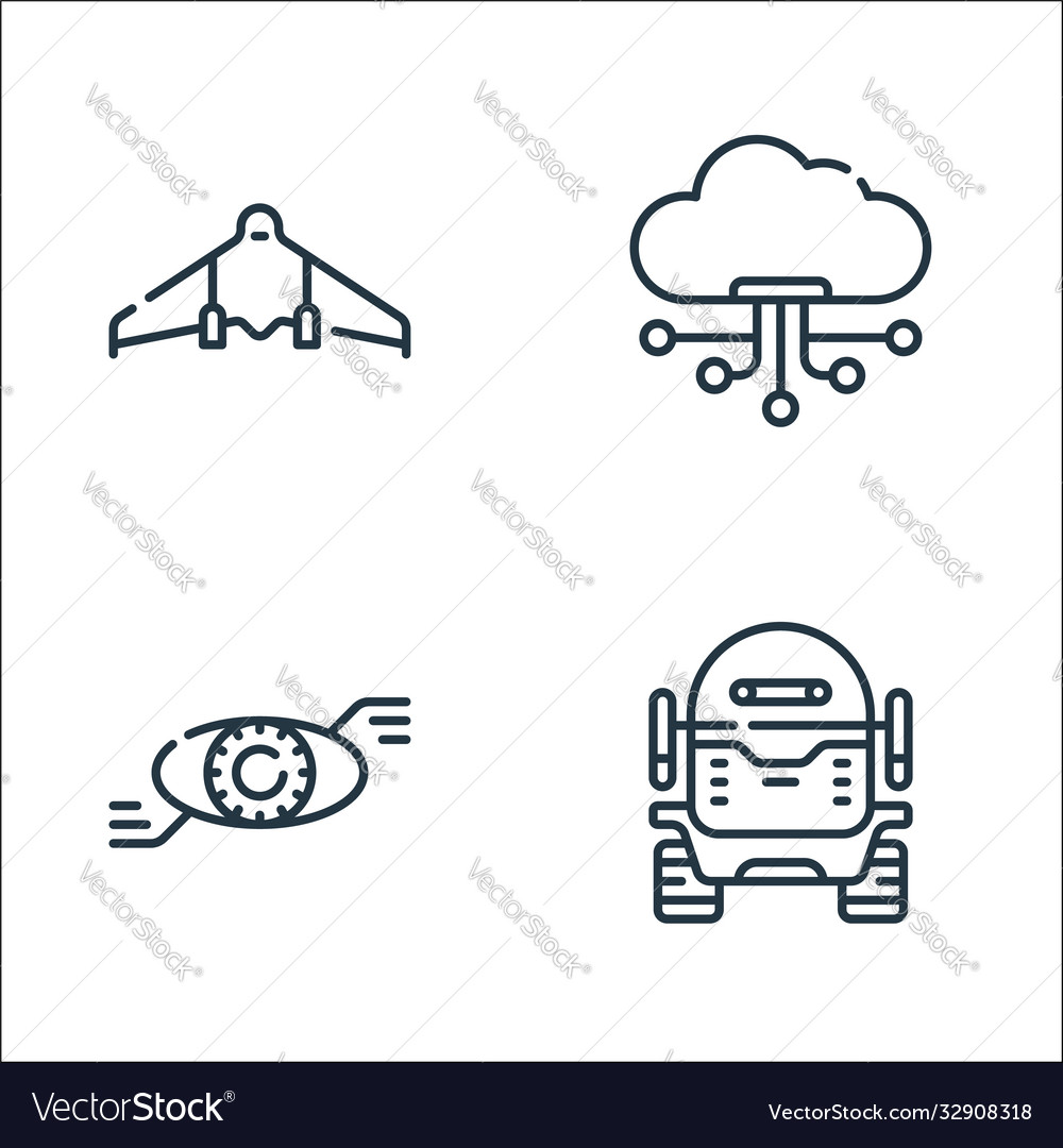 Technology future line icons linear set