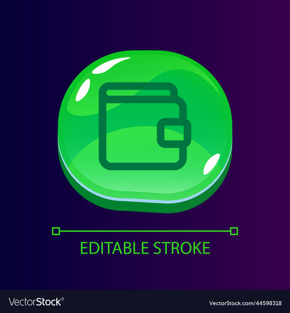 Wallet glossy ui button with linear icon vector image Wallet glossy ui button with linear icon