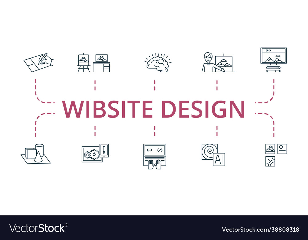 Website design icon set contains editable icons vector image Website design icon set contains editable icons