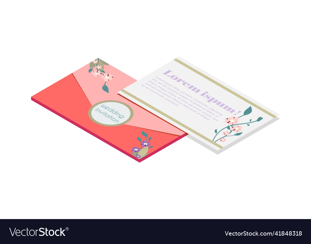 Wedding invitation letter composition Royalty Free Vector