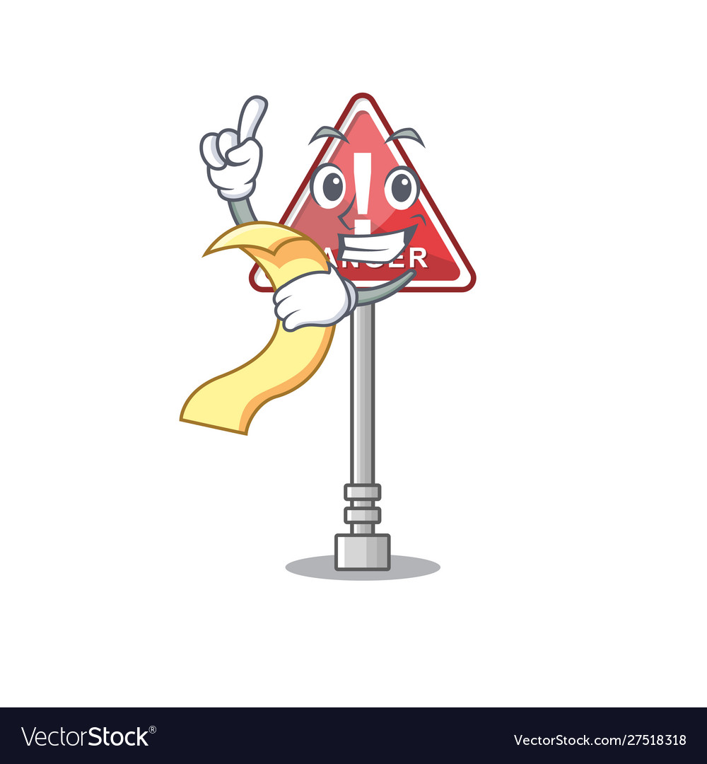 With menu danger character in mascot shape