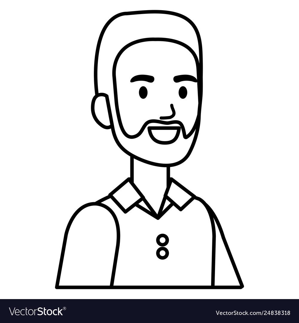 Young man with beard avatar character