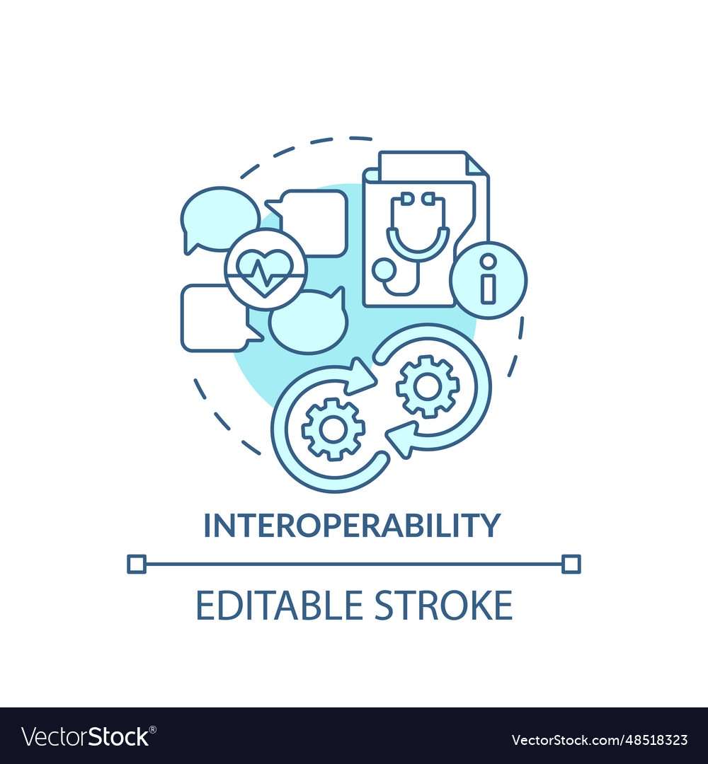 2d Thin Line Blue Icon Interoperability Concept Vector Image