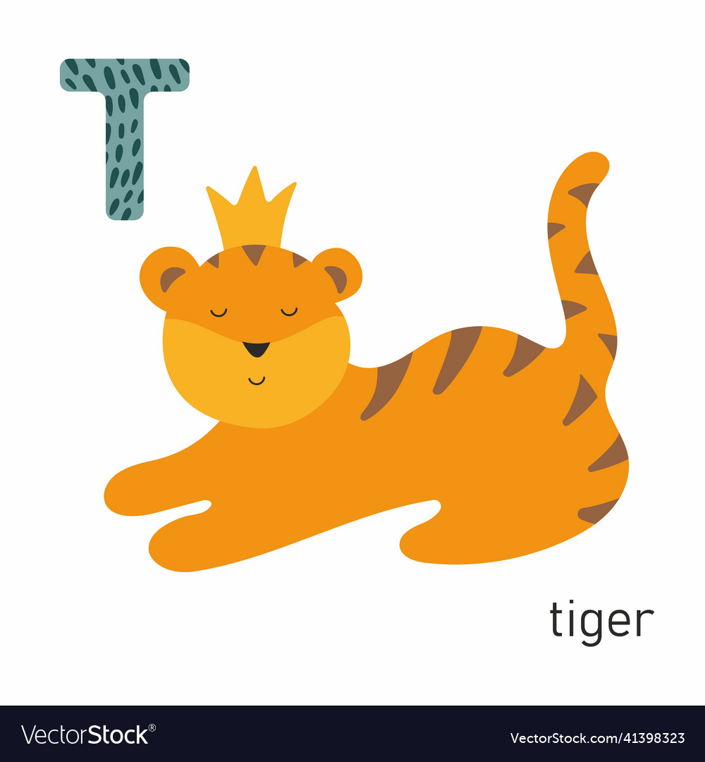 Alphabet for kids with tiger Royalty Free Vector Image