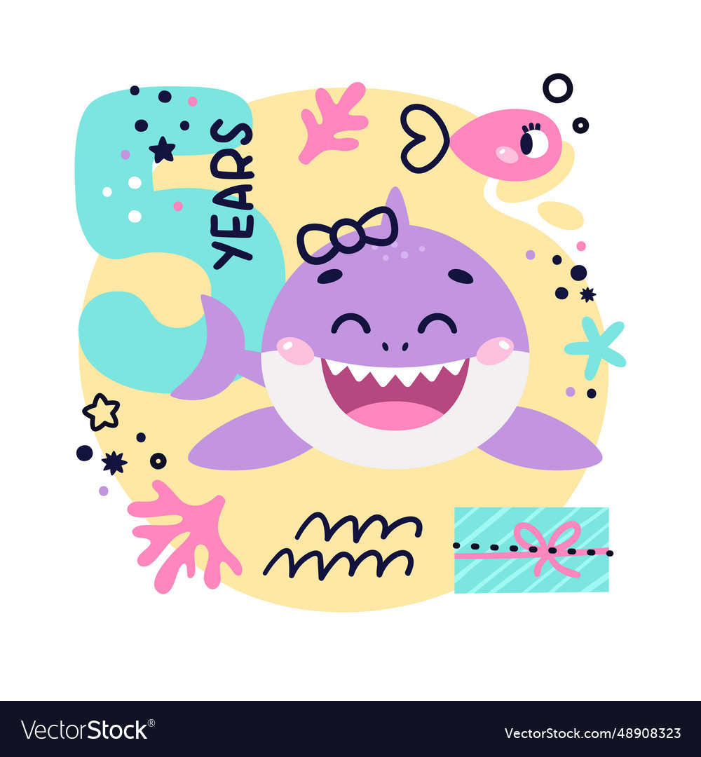 Baby shark birthday cute marine colorful