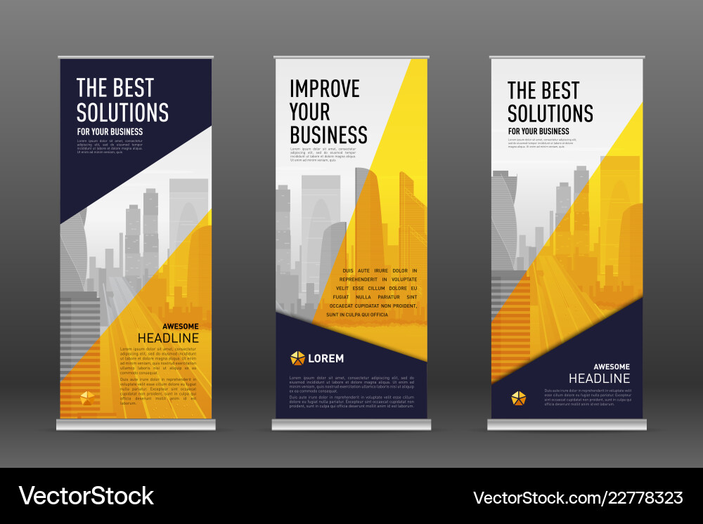 Construction Roll Up Banner Design Templates Set Vector Image