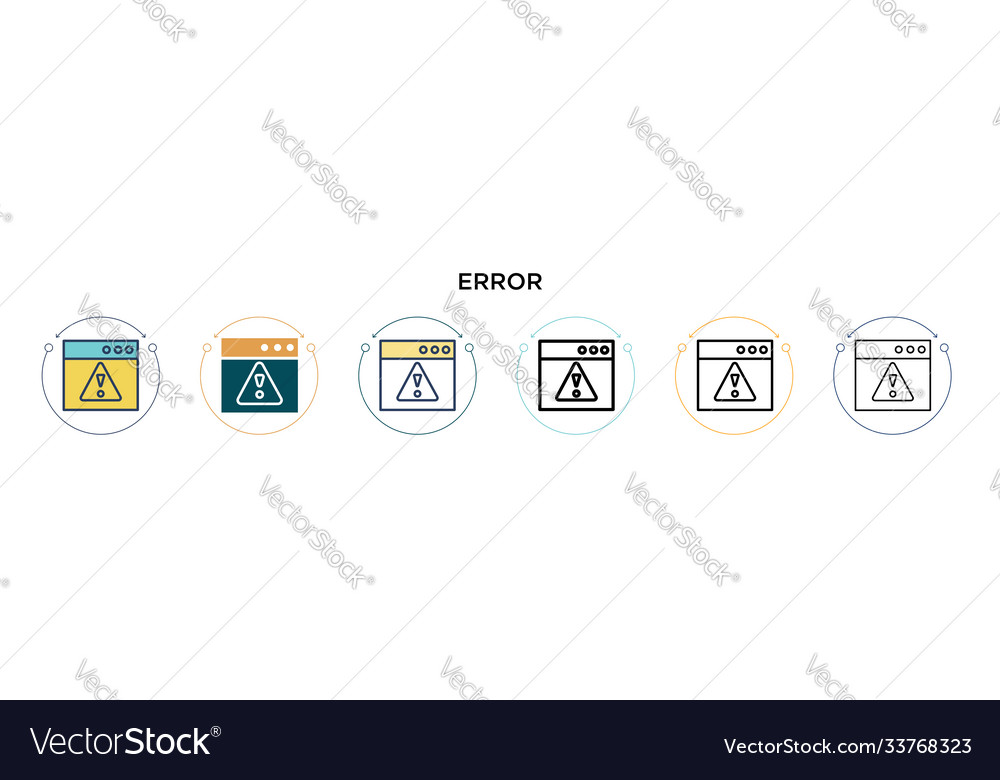 Error icon in filled thin line outline and stroke Vector Image
