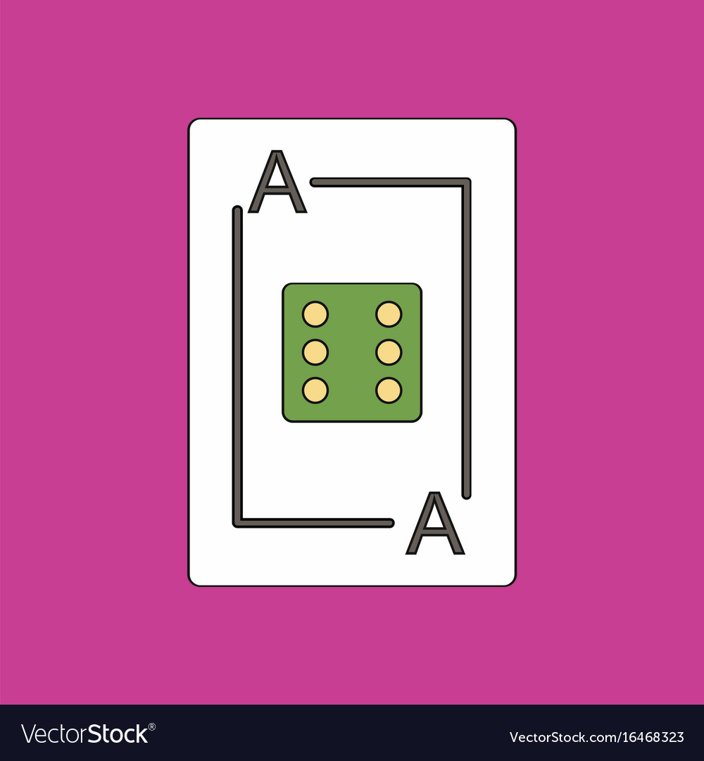 Flat icon design collection dice on playing card