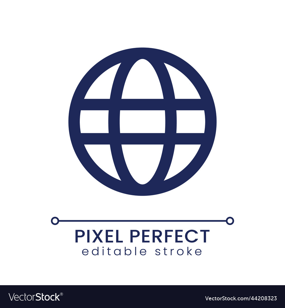Globe pixel perfect linear ui icon Vector Image Globe pixel perfect linear ui icon