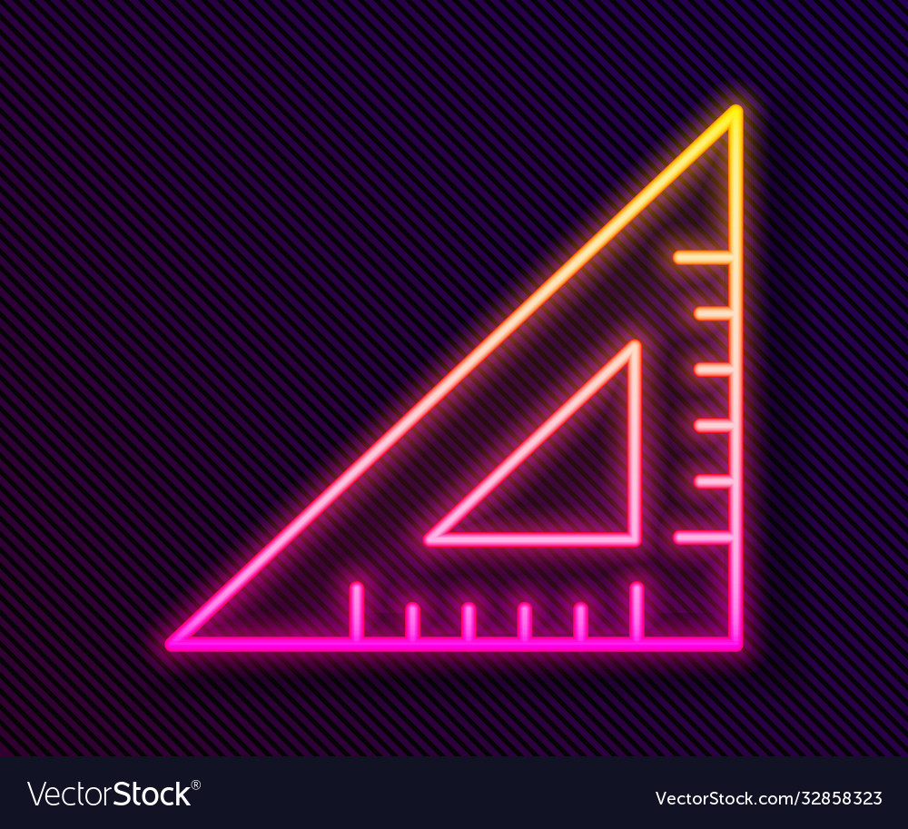 Glowing neon line triangular ruler icon isolated Vector Image Glowing neon line triangular ruler icon isolated