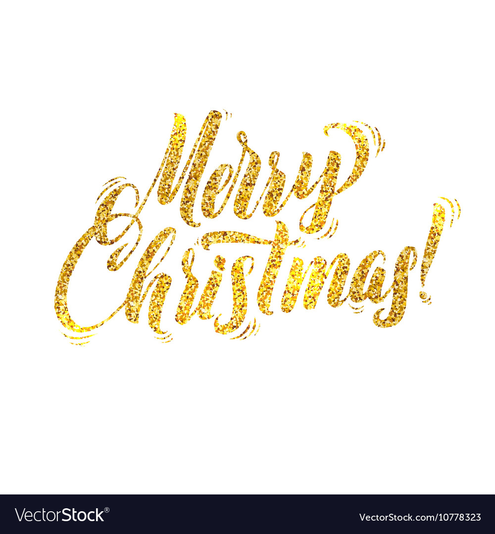 Gold merry christmas card golden shiny glitter