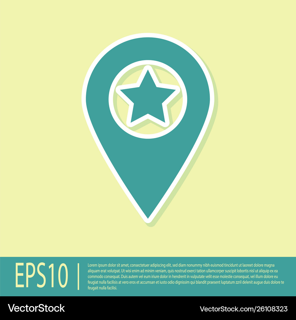 Green map pointer with star icon isolated Vector Image