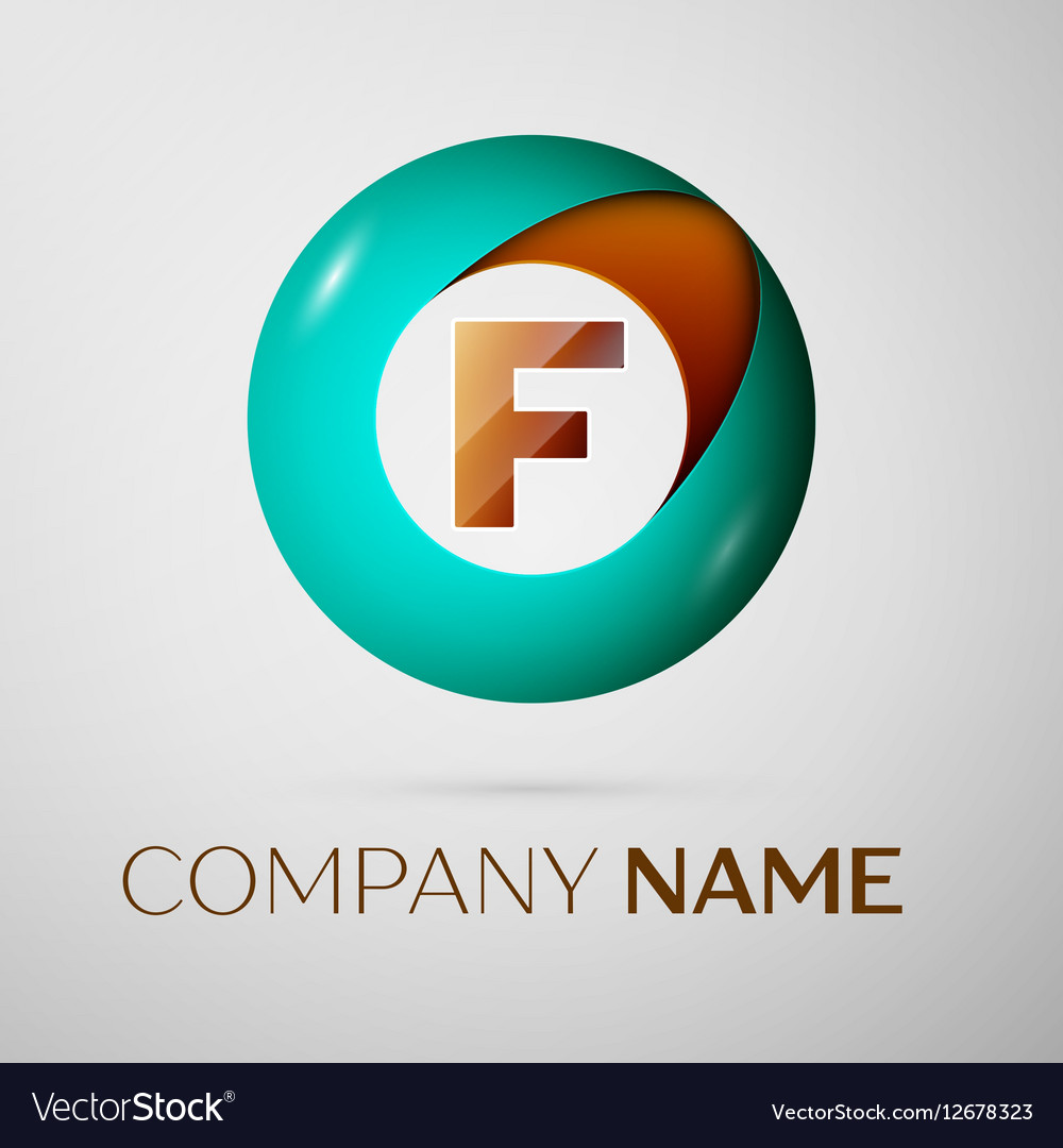 Letter f logo symbol in the colorful circle Vector Image