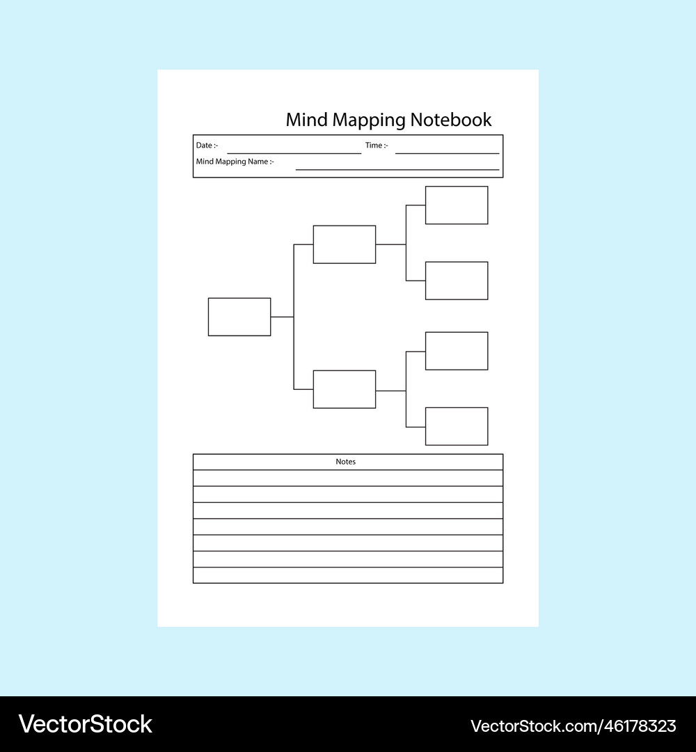 Mind mapping notebook kdp interior daily Vector Image