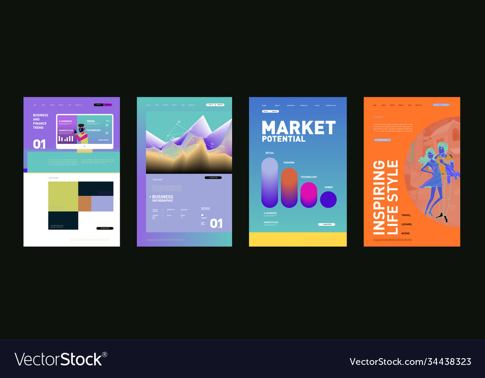 Presentation and website interface layout design Vector Image Presentation and website interface layout design