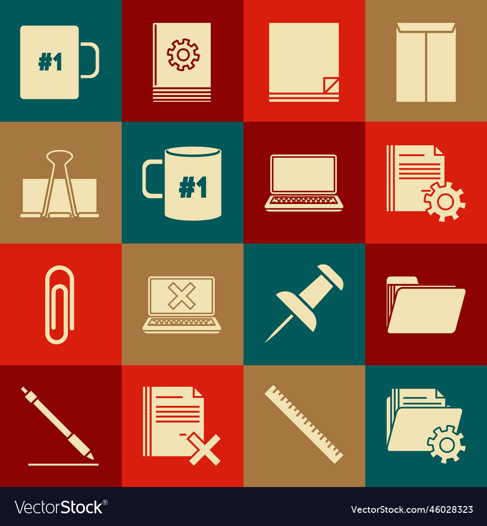 Set folder settings with gears document Vector Image Set folder settings with gears document
