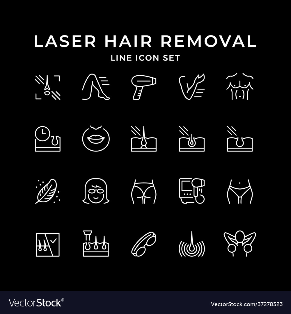 Set line icons laser hair removal Royalty Free Vector Image Set line icons laser hair removal Royalty Free Vector Image