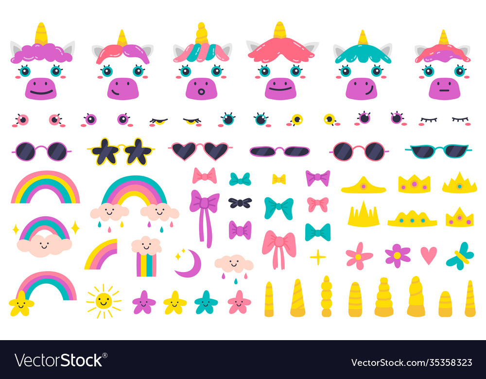 Unicorn faces cute fairytale face Royalty Free Vector Image