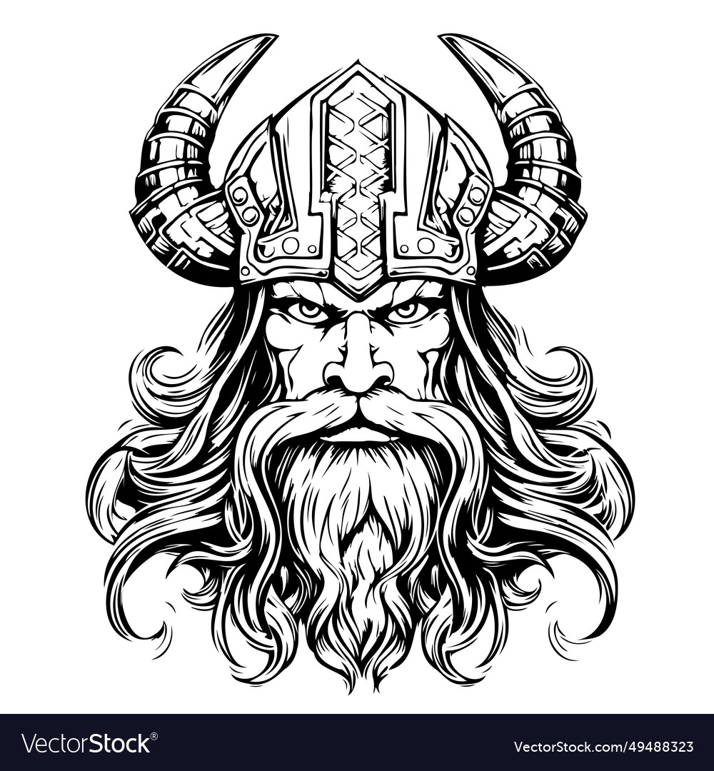 Warrior face viking head Royalty Free Vector Image