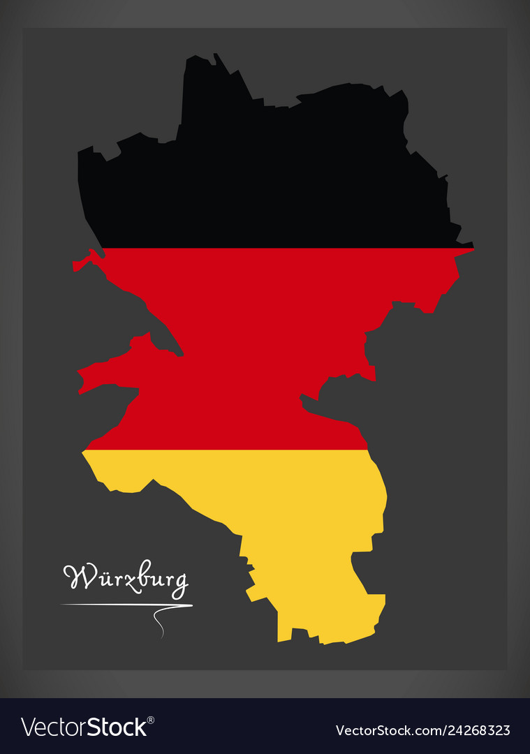 Wurzburg city map with german national flag