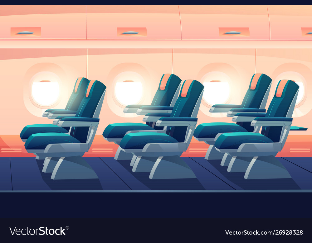 Airplane Cabin Plane Economy Class With Seats Vector Image 7141