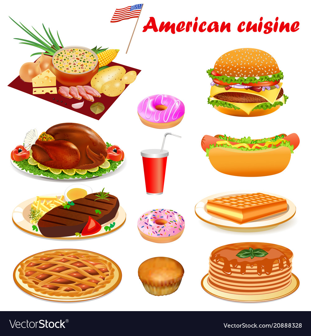 American cuisine with steak turkey punkake Vector Image