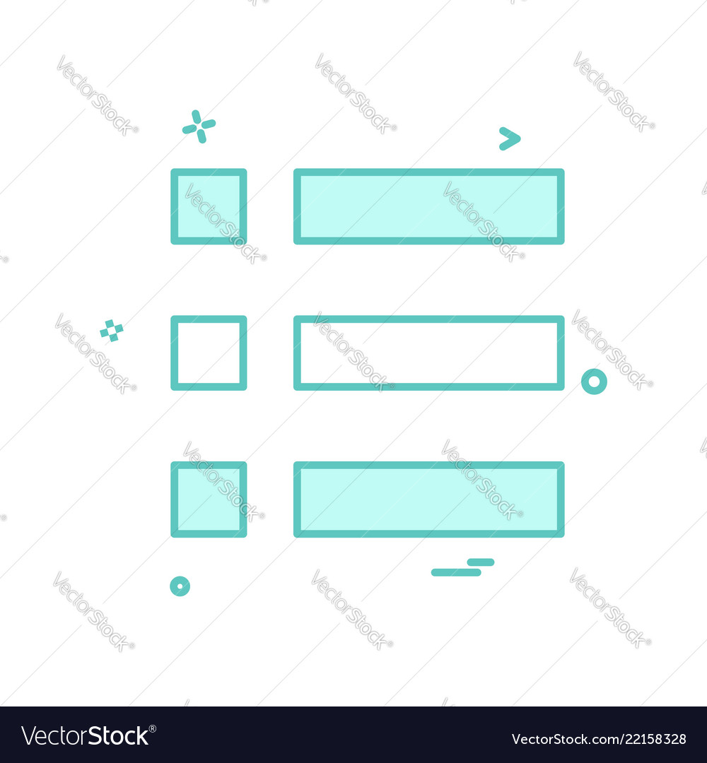 Bullet list menu options icon design vector image Bullet list menu options icon design