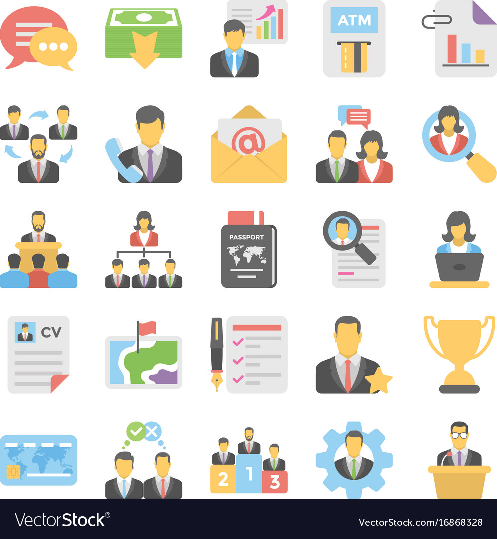 Business flat colored icons 3 Royalty Free Vector Image